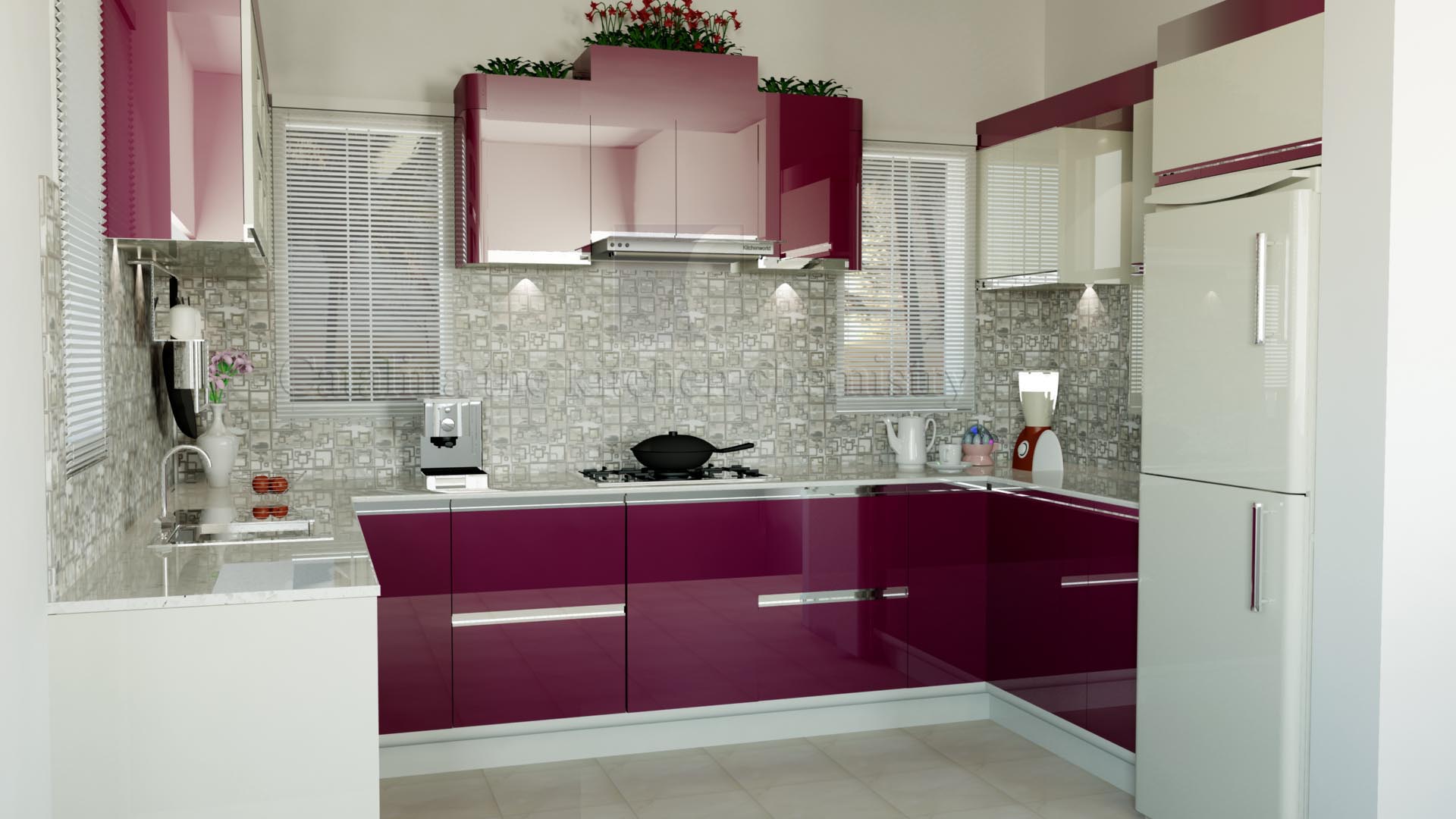 design pink modular kitchen