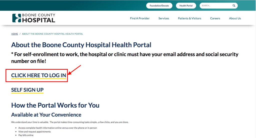 Boone County Hospital Patient Portal