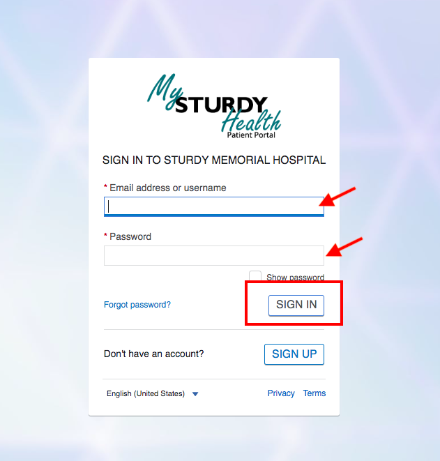 Sturdy Memorial Hospital Patient Portal