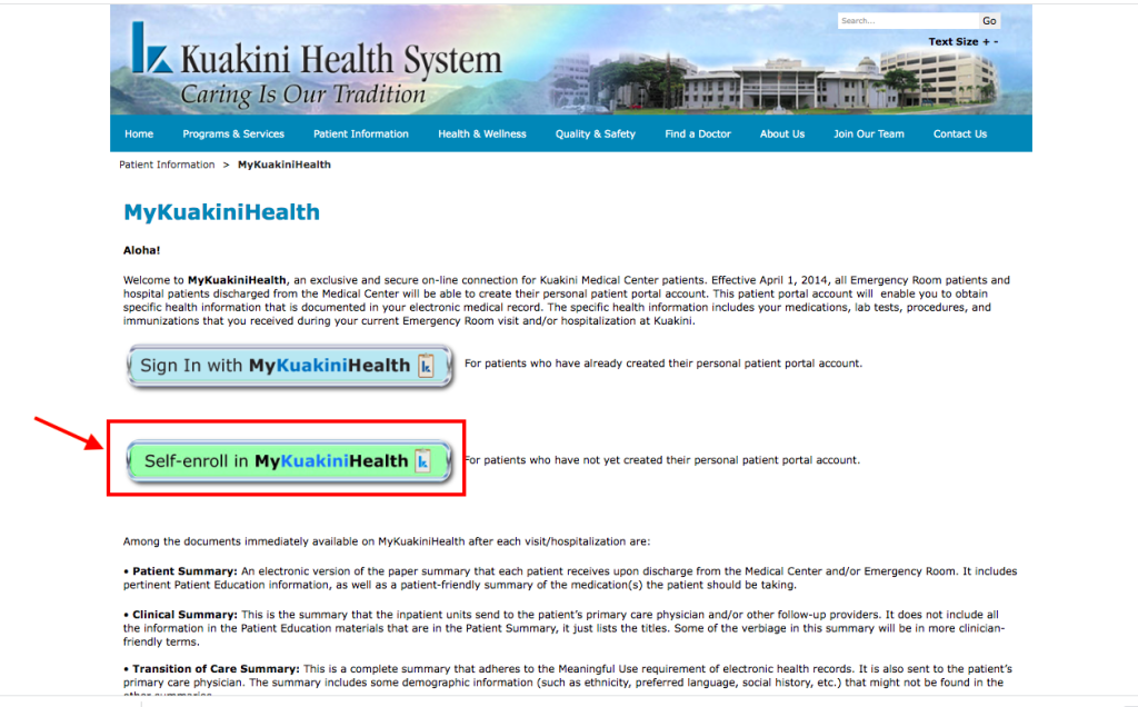 Kuakini Medical Center Patient Portal