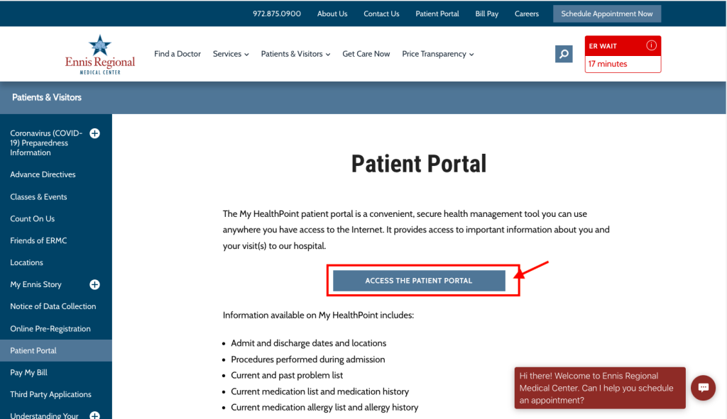Ennis Regional Medical Center Patient Portal