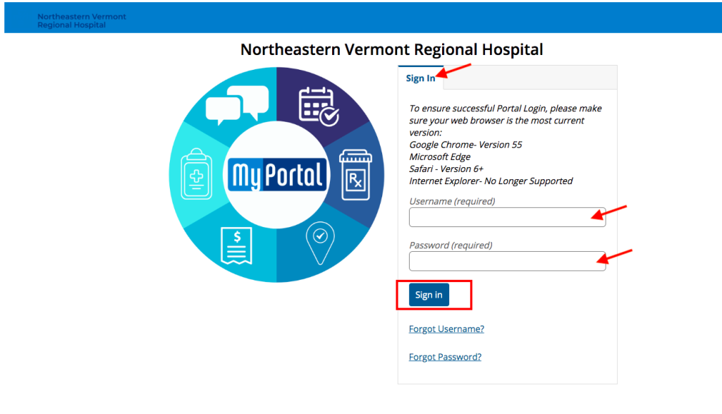Northeastern Vermont Regional Hospital Patient Portal