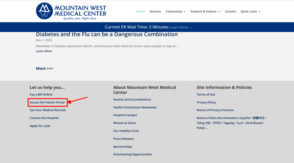 Mountain West Medical Center Patient Portal