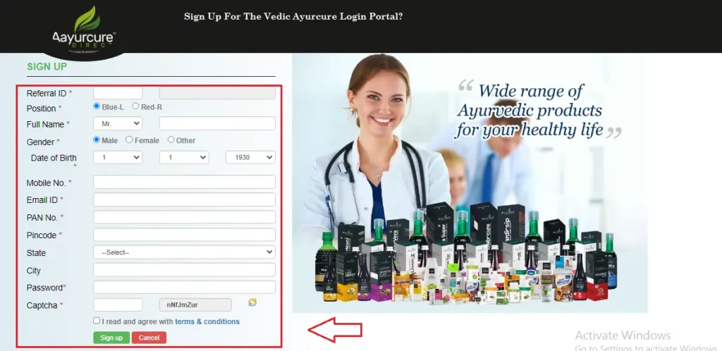 Sign up For the Ayurcure Direct Biz Login Portal