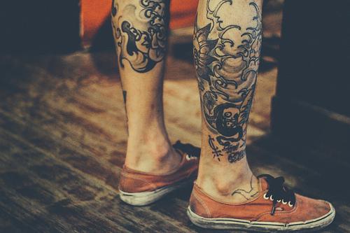 Large Calf Tattoo Design For Men