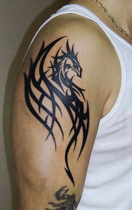 Tribal Dragon Arm Tattoo Designs For Men