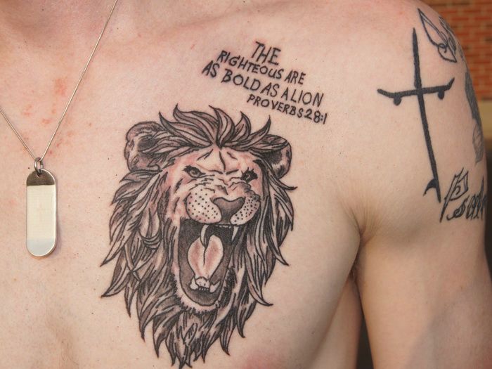 Lion Tattoo On Chest For Men