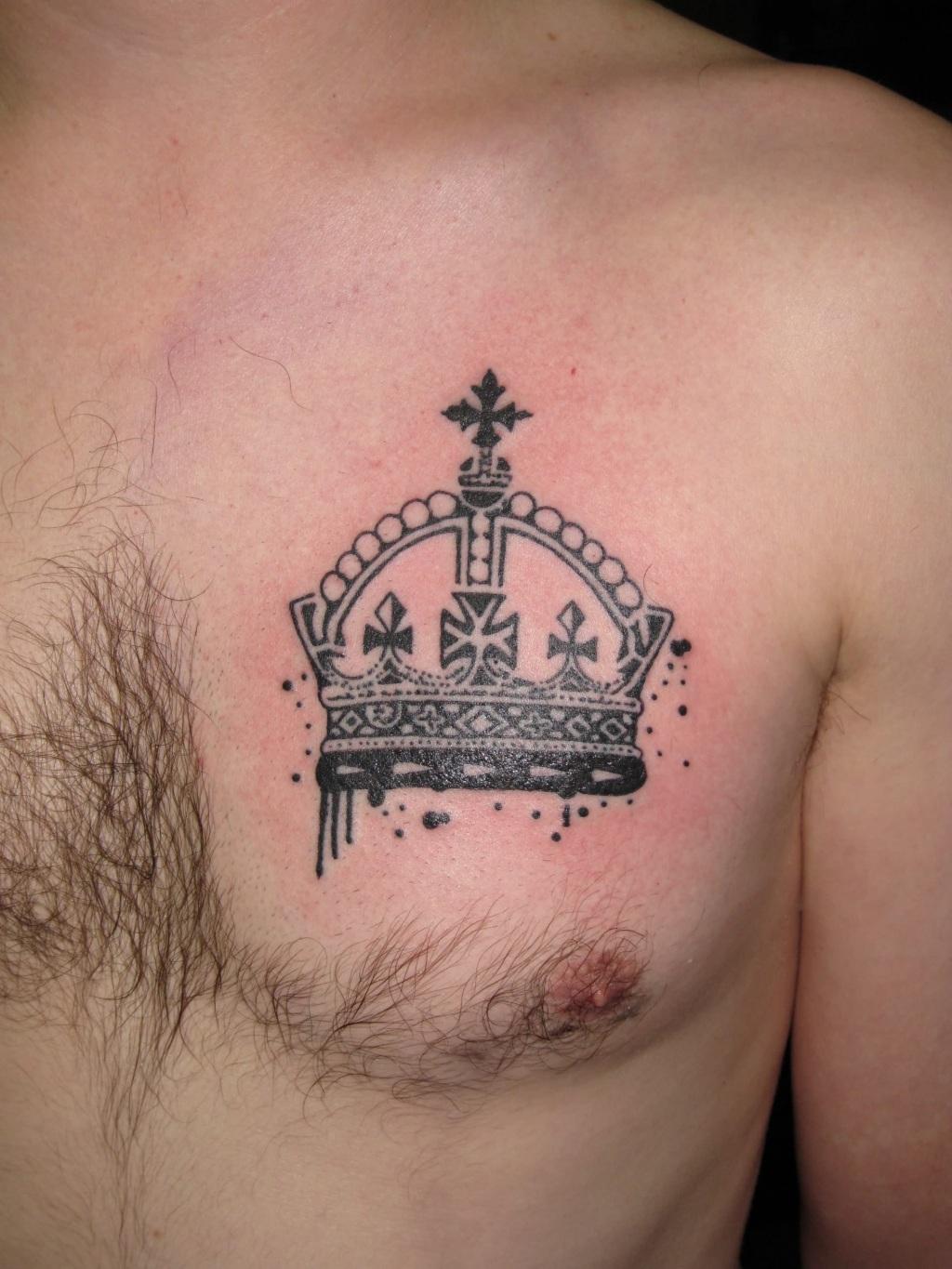 Crown Tattoo On Chest For Men