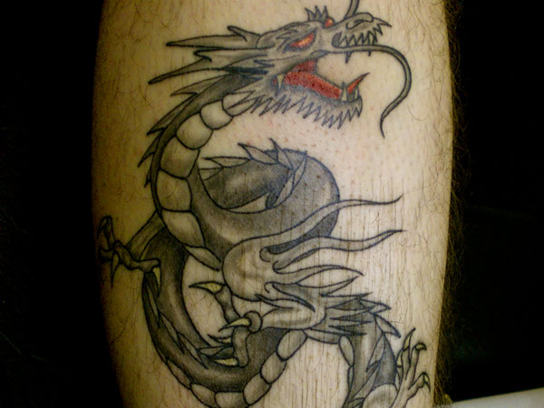Dragon Calf Tattoo Design For Men