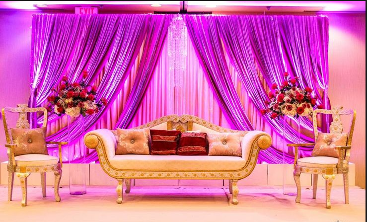wedding stage decoration with satin draping 