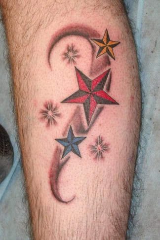 Star Calf Tattoo Design For Men