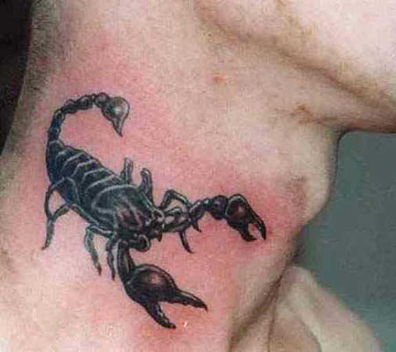 Scorpio Neck Tattoo Designs For Men