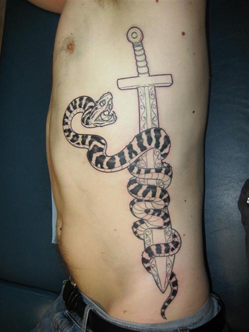 Cross Tattoo On Ribs For Men