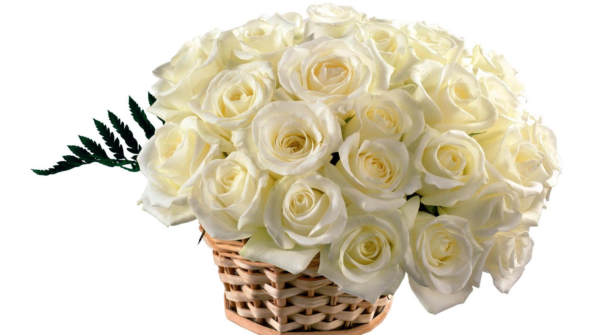 white flower basket 