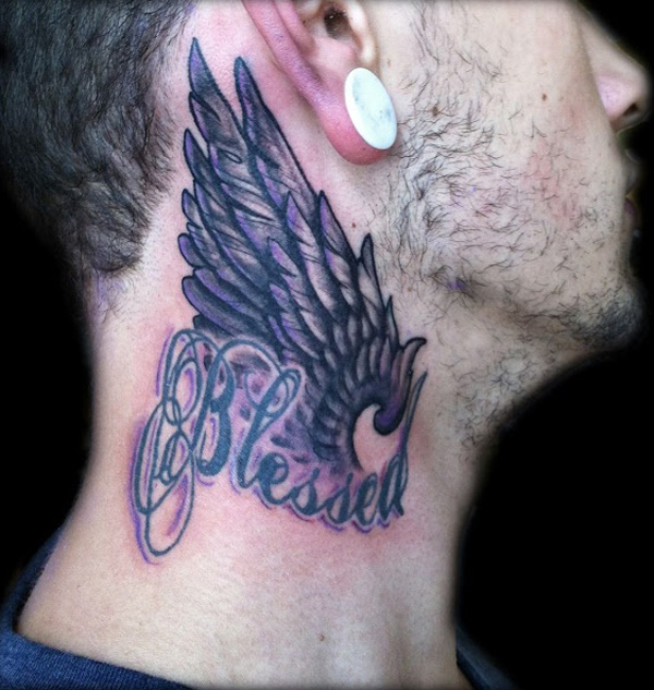 Wings Neck Tattoo Designs For Men