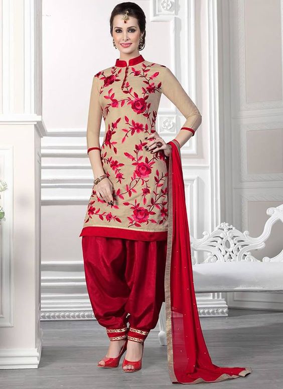 red embroidered salwar suits designs 
