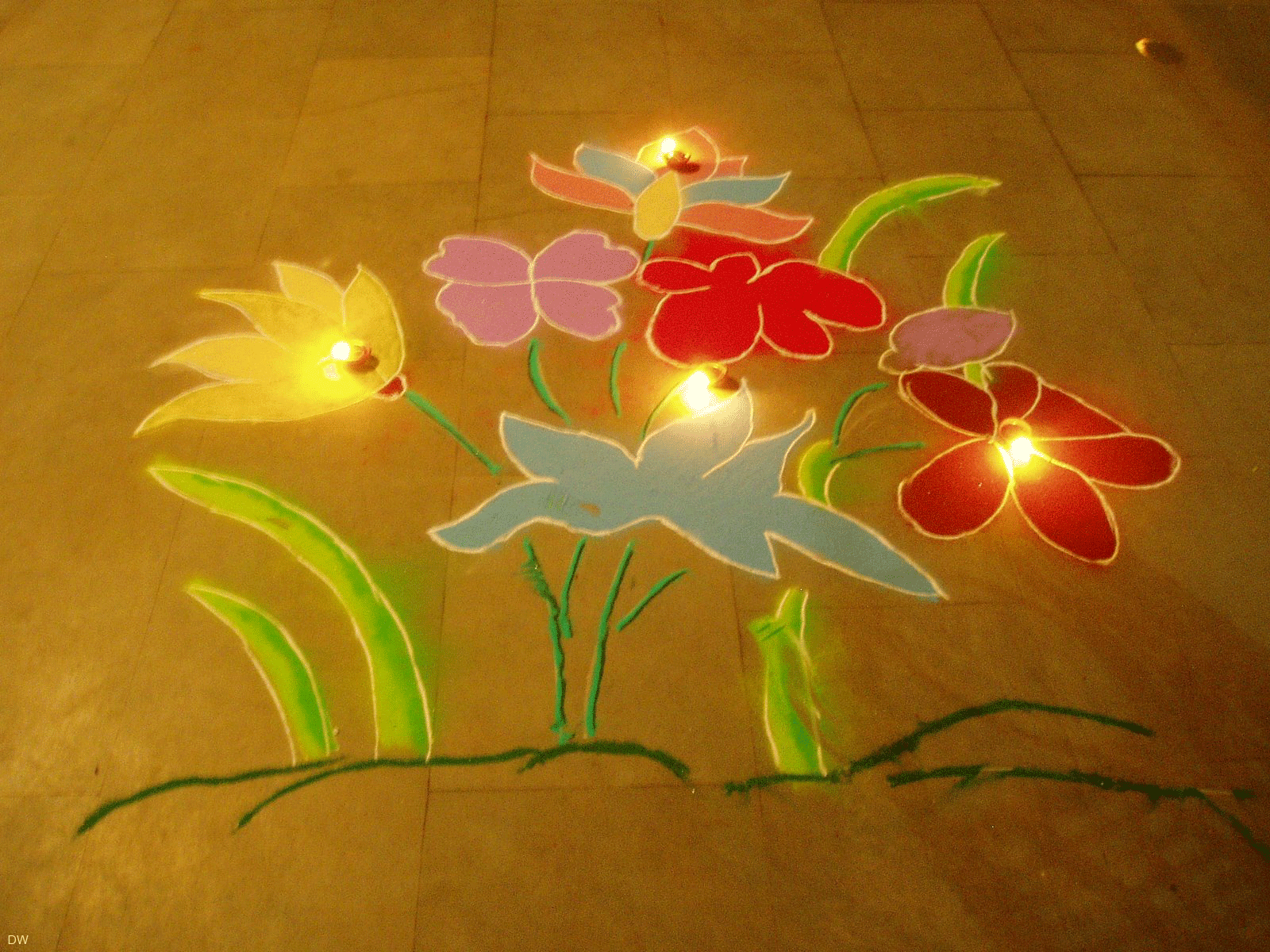 beautiful flowers rangoli design for diwali 