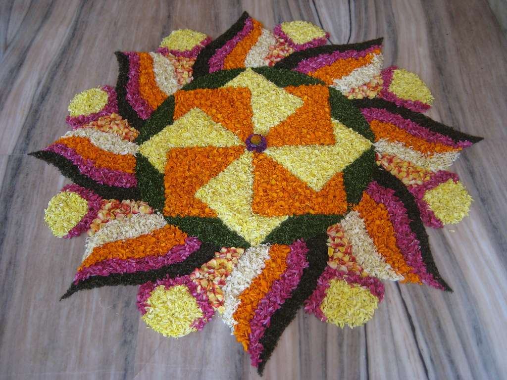 flowers rangoli design for wedding 