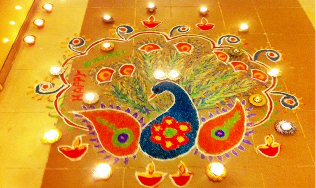 peacock rangoli design 