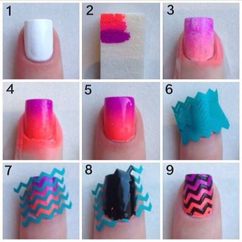 bright color nail art design 