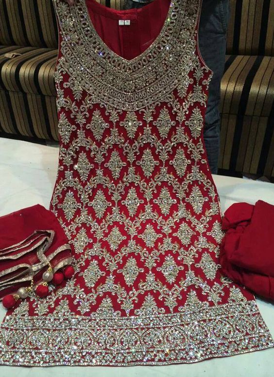 punjabi patiala red suit design 