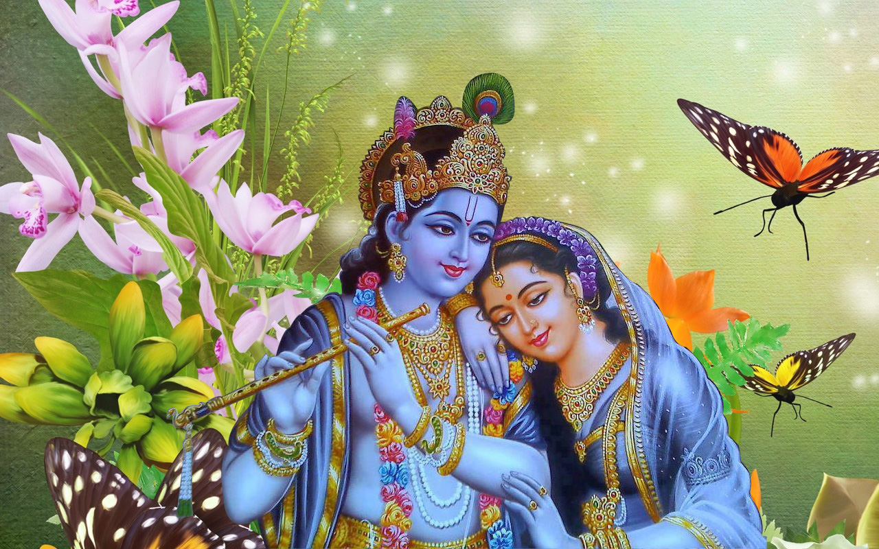 Lord Krishna Playing Flute Radha Love Beautiful Desktop HD Wallpapers