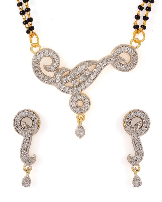 white stone studded mangalsutra design