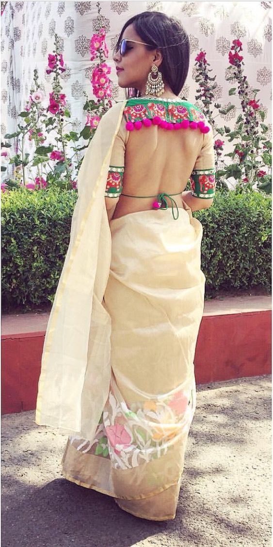 back neck blouse design for silk saree