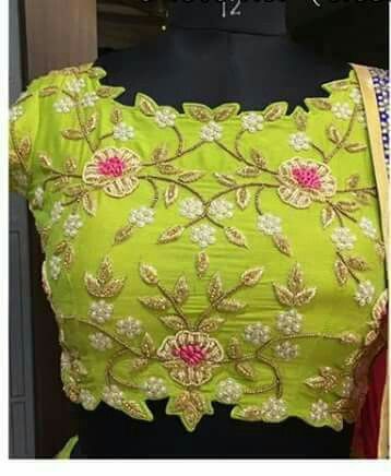 cut work neck blouse design