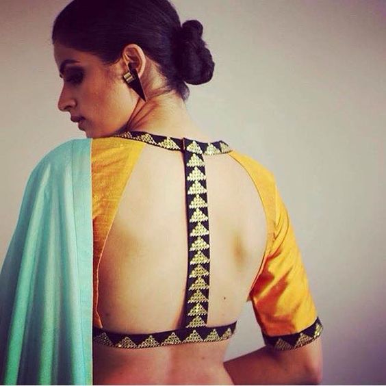 backless blouse design with saree