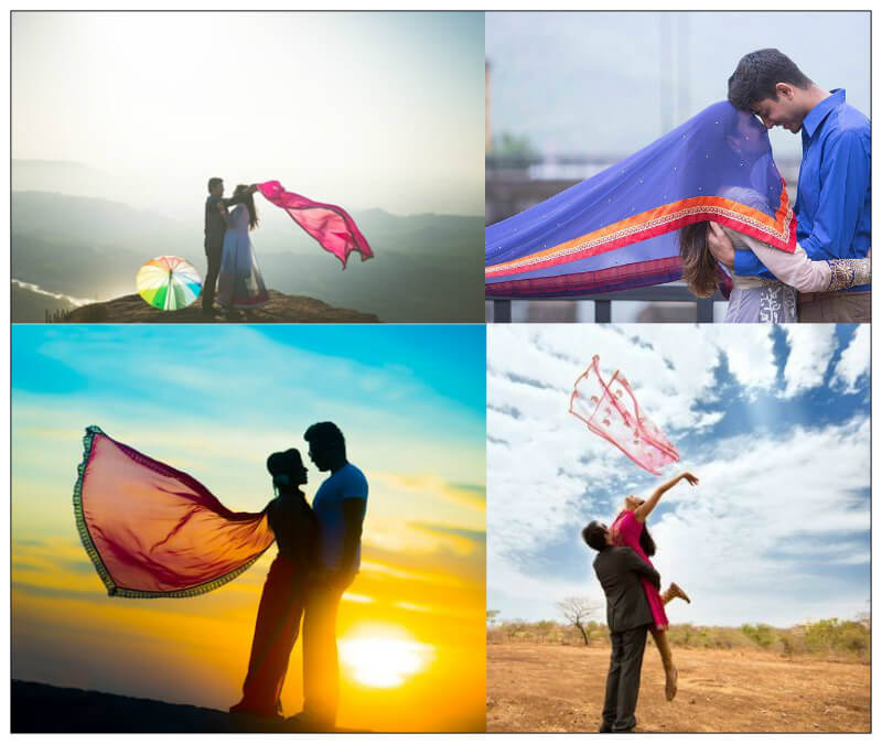 pre wedding photoshoot poses with dupatta