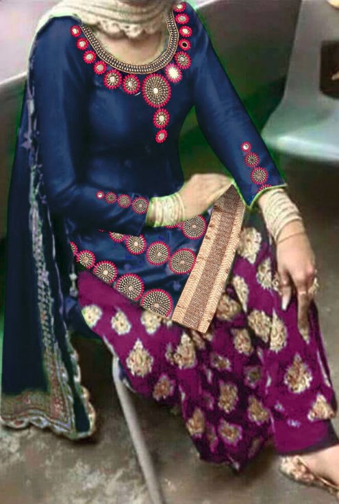 Embellished Neck Punjabi Suit Design