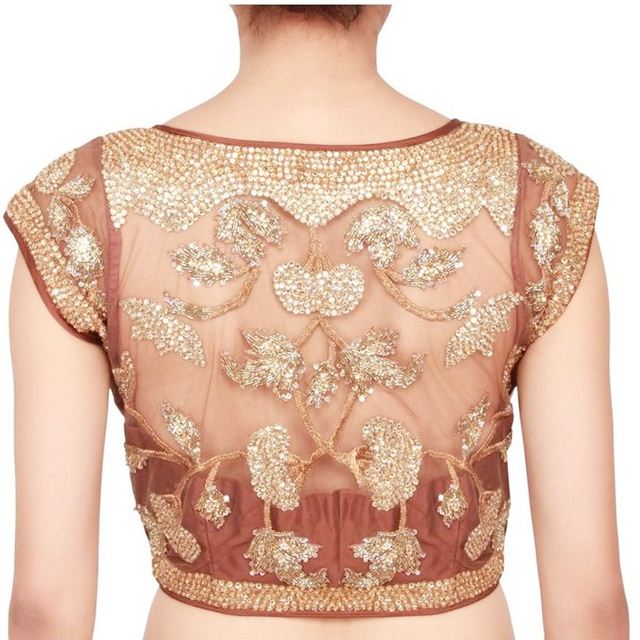 net embellished blouse design 