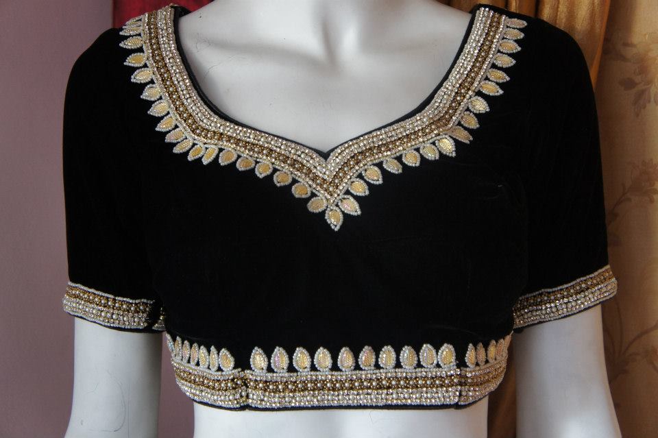 pearl embroidery blouse design