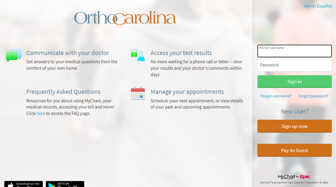 Orthocarolina Patient Portal