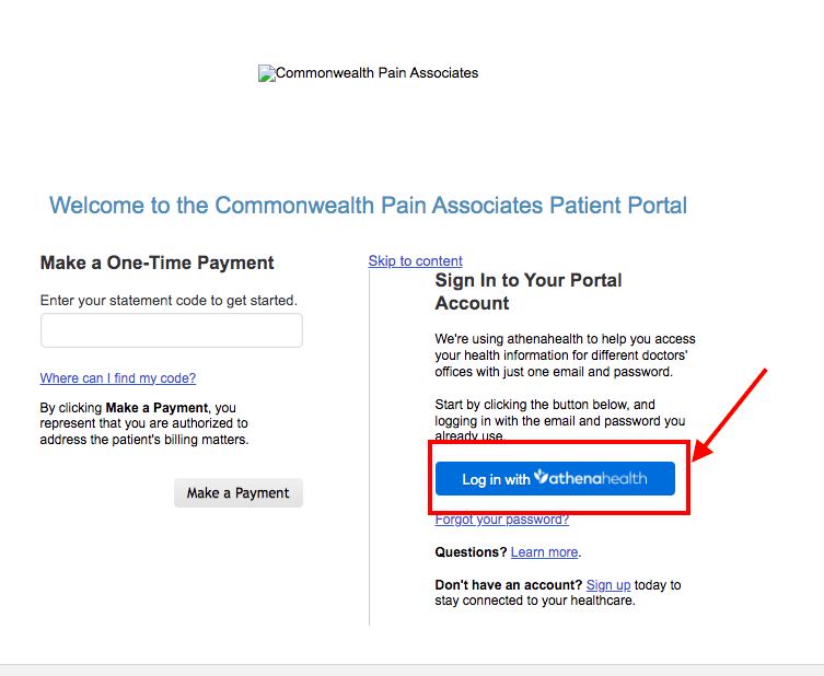 Commonwealth Pain and Spine patient portal 