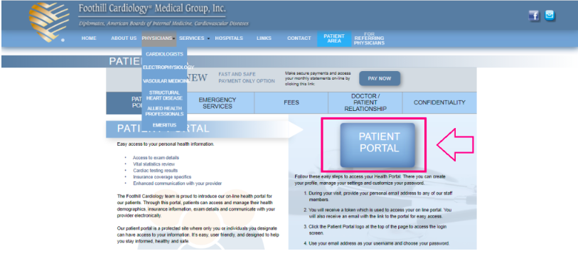 Foothill Cardiology Patient Portal 