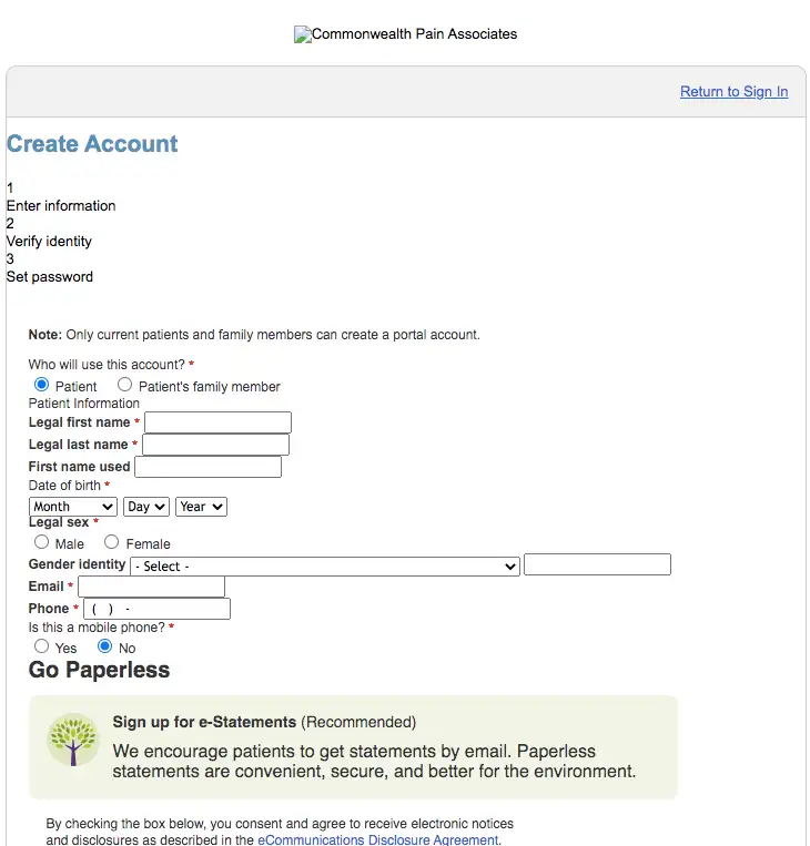 Commonwealth Pain and Spine patient portal 