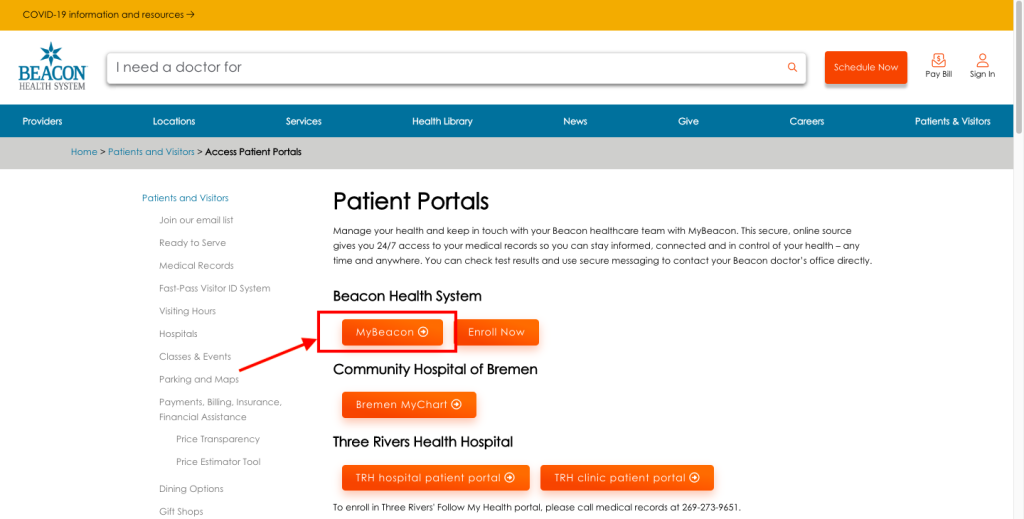 Patient Portals Access At Beacon Health System