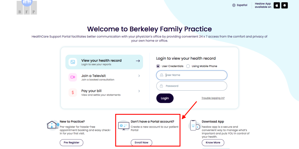 Berkeley Family Practice Patient Portal 