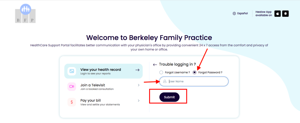 Berkeley Family Practice Patient Portal 