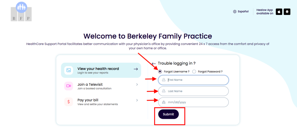 Berkeley Family Practice Patient Portal 