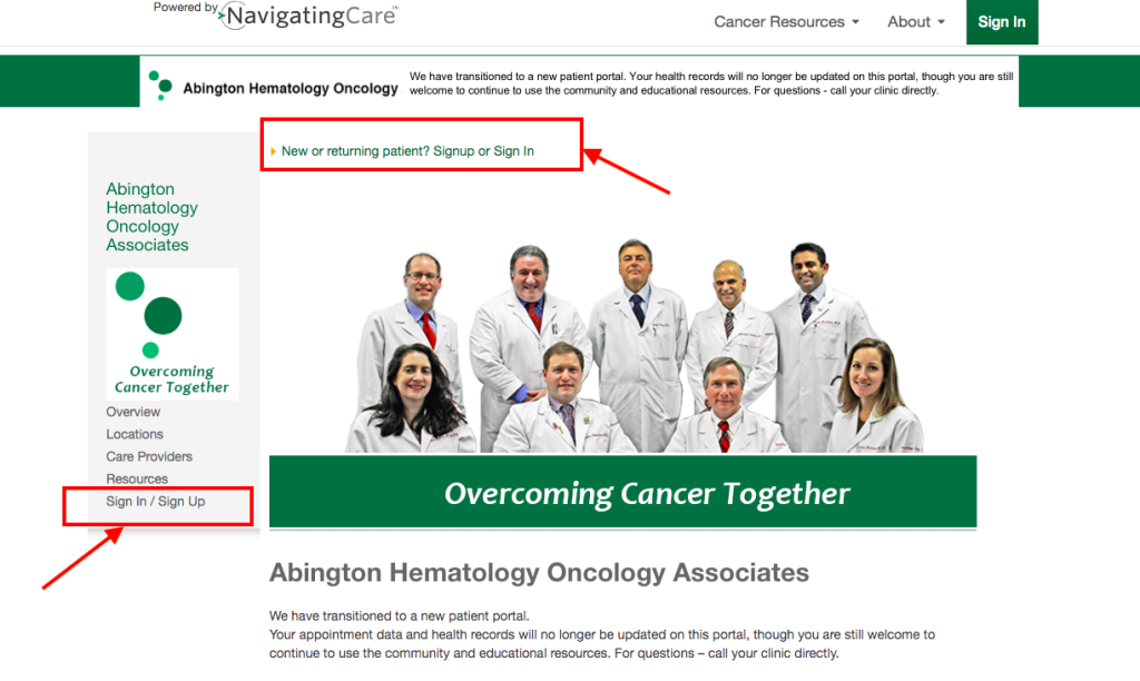 Abington Hematology Oncology Patient Portal 