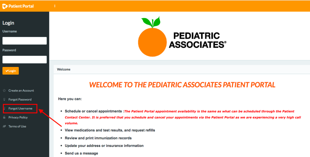 Pediatric Associates Patient Portal