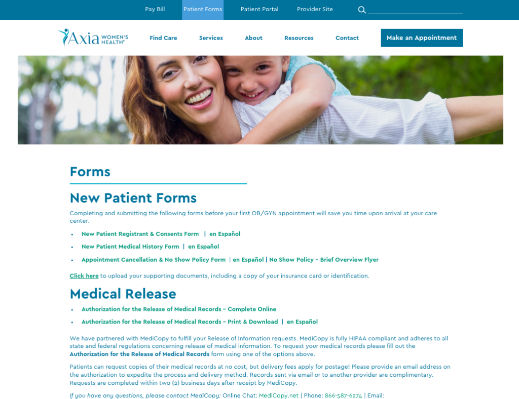 Axia Patient Portal
