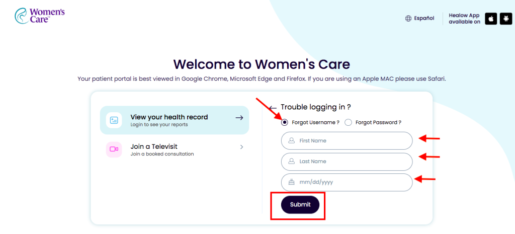 Women's Care Patient Portal