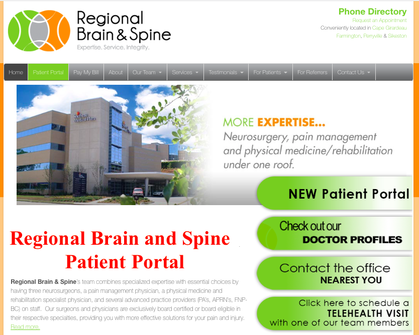 Regional Brain and Spine Patient Portal