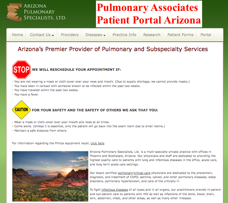 Pulmonary Associates Patient Portal Arizona