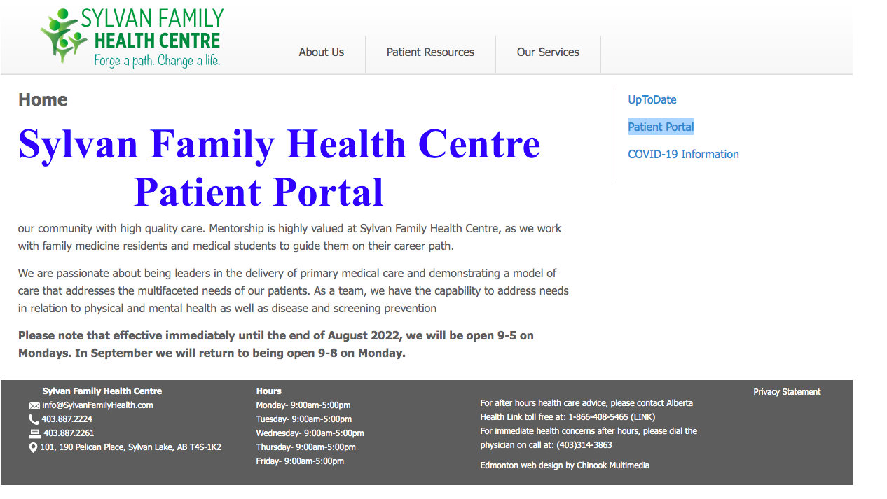 Sylvan Family Health Centre Patient Portal