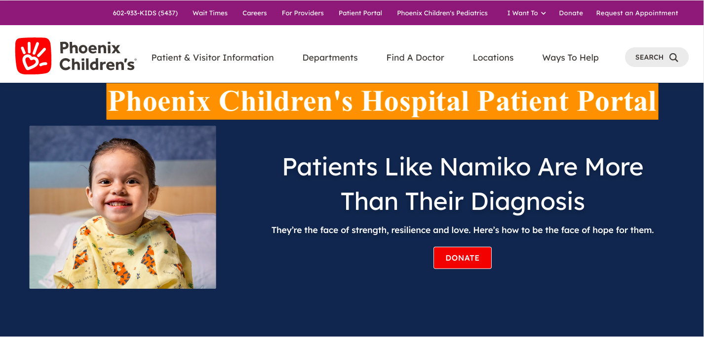 Phoenix Children's Hospital Patient Portal